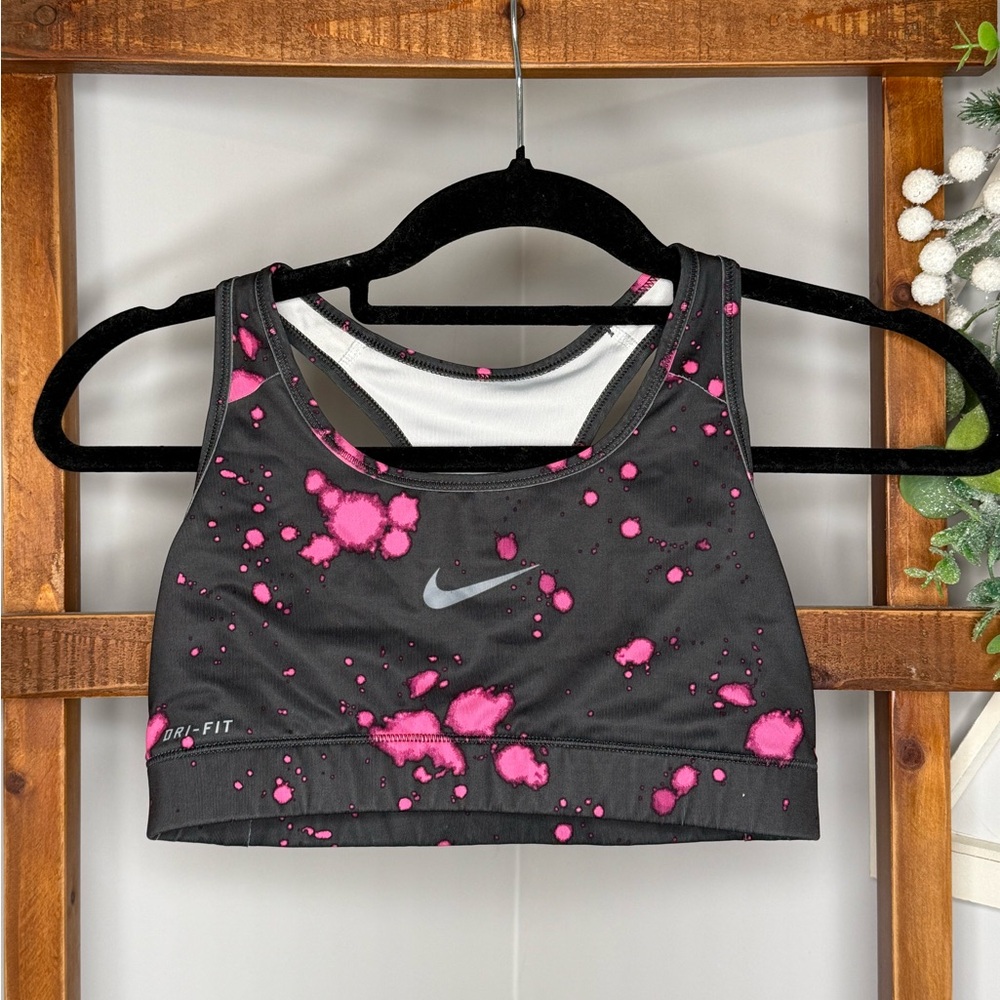 Nike Girl’s Dark Gray and Pink Sports Bra